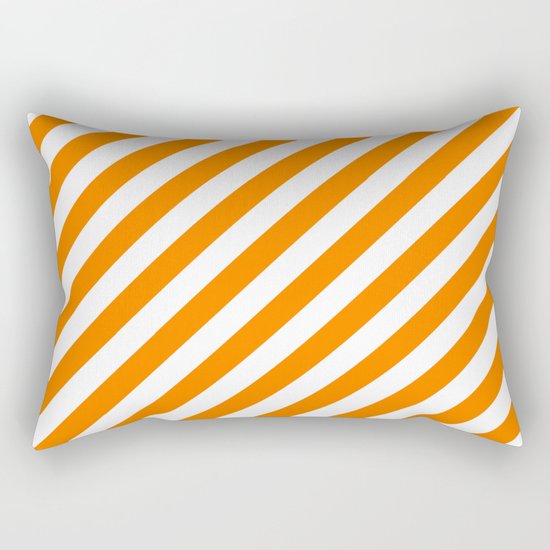 Diagonal Stripes (Orange/White) Rectangular Pillow