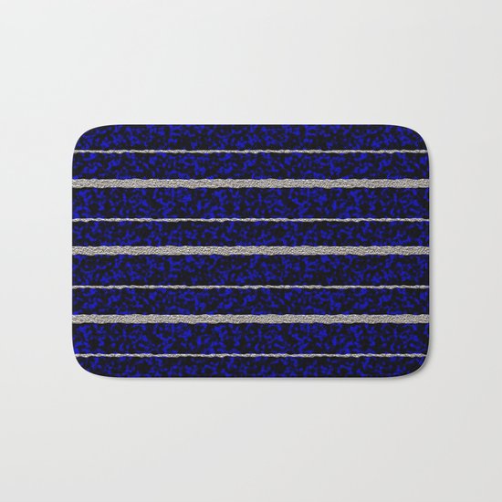 Silver Stripes with a Blue Plasma Background Bath Mat