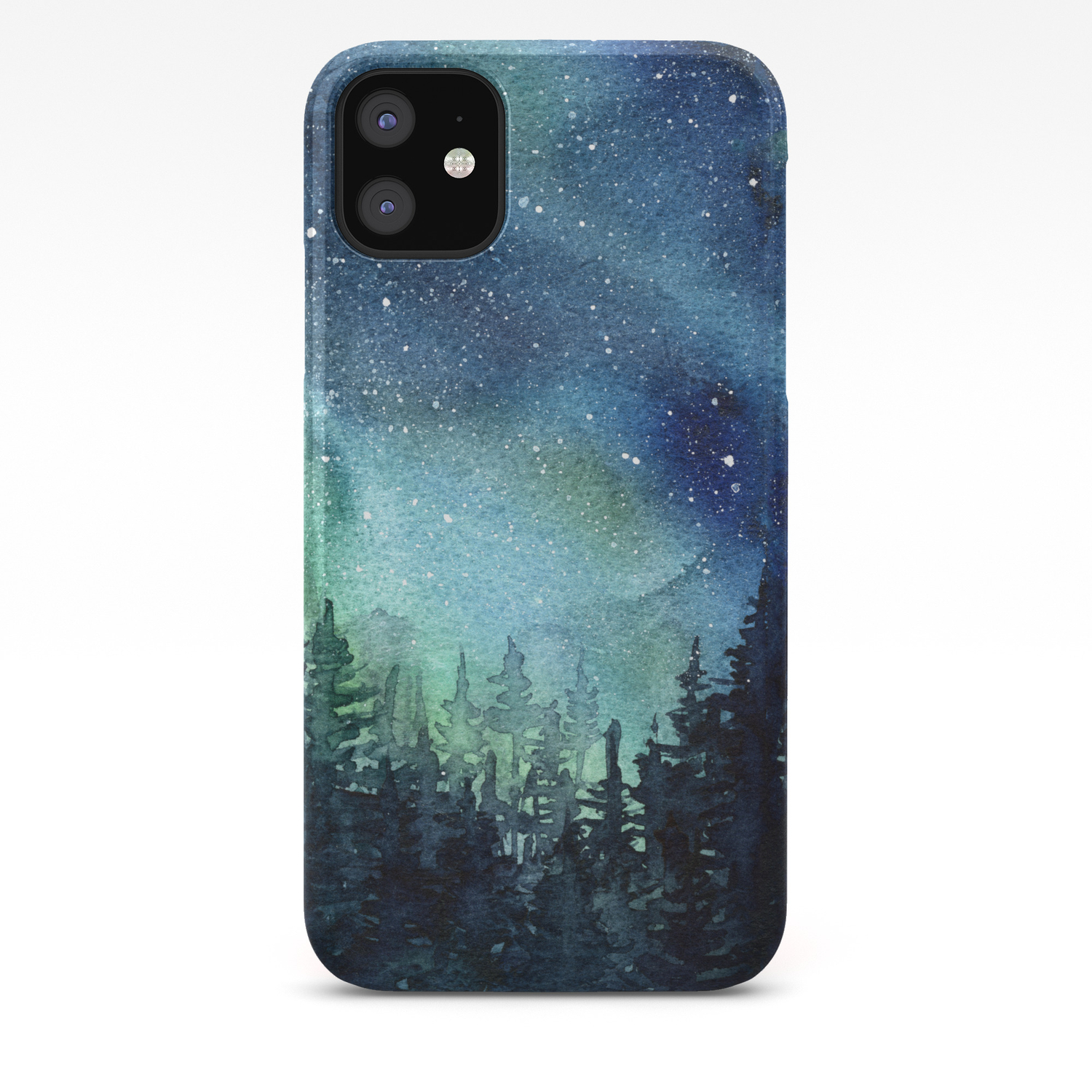 Galaxy Watercolor Aurora Borealis Painting Iphone Case By Olechka