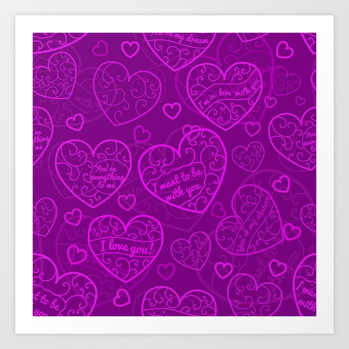 Purple Love Heart Collection Art Print
