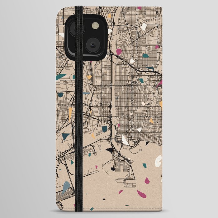 LONG BEACH USA City Map Collage iPhone Wallet Case