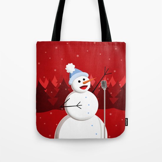 Happy Singing Snowman Tote Bag