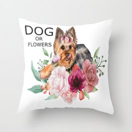 Flowers Dog Throw Pillow