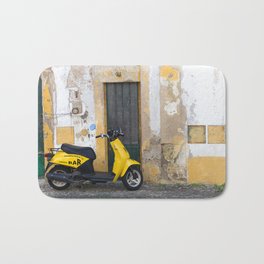 Yellow street Evora Portugal Bath Mat | Digital, Jaune, Wall, Yellow, Evora, Old, Moto, Green, White, Rue 