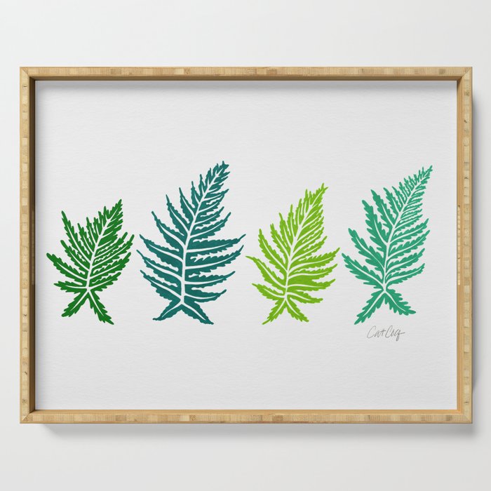 Inked Ferns – Green Palette Serving Tray