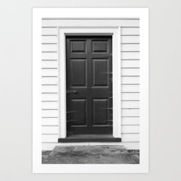 Door with Cobwebs in Black and White Art Print