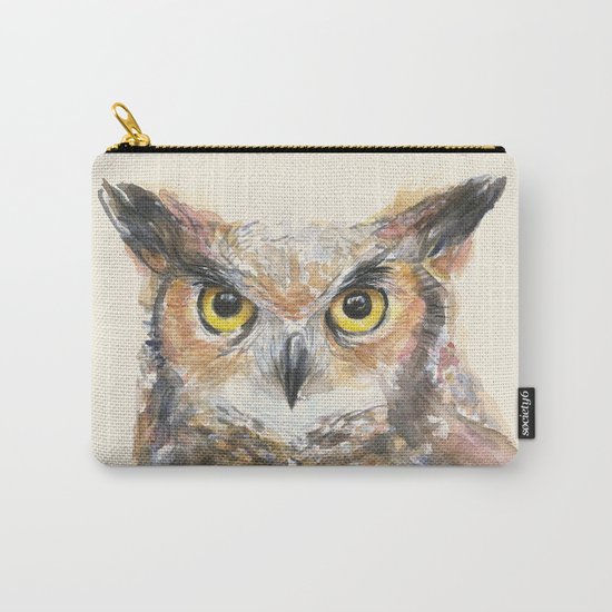 Great Horned Owl Watercolor Carry-All Pouch