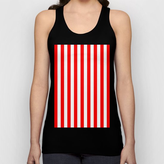 Vertical Stripes (Red/White) Unisex Tank Top