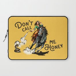 "Don't Call Me Honey" Cowgirl On Horseback Shooting a Rattlesnake Laptop Sleeve