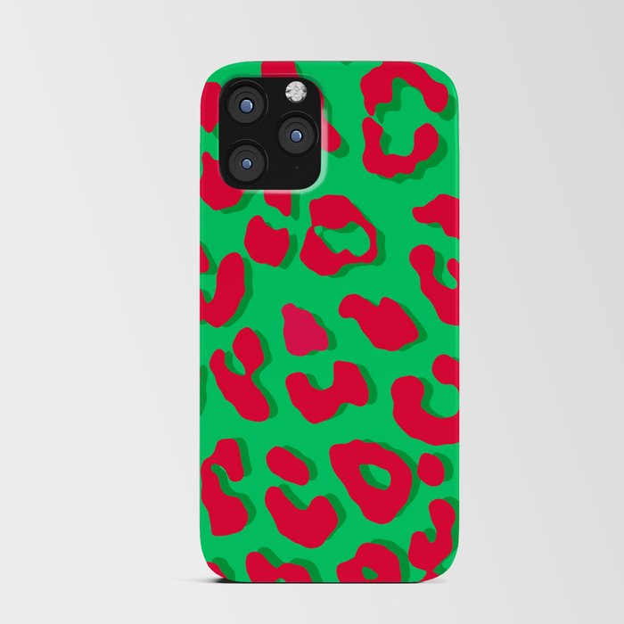 Leopard Print Red Green iPhone Card Case