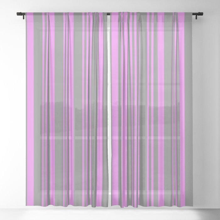 Violet & Gray Colored Stripes Pattern Sheer Curtain