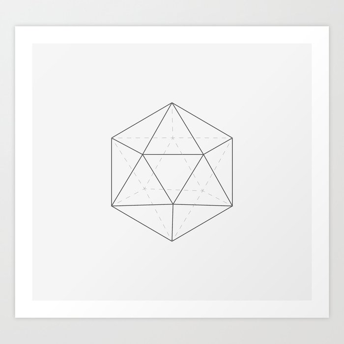 Black & white Icosahedron Art Print