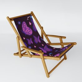 Purple Black butterfly pattern  Sling Chair