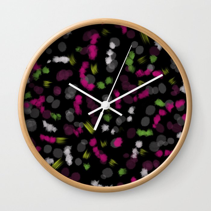 Colorful Dots with Black Painting Wall Clock
