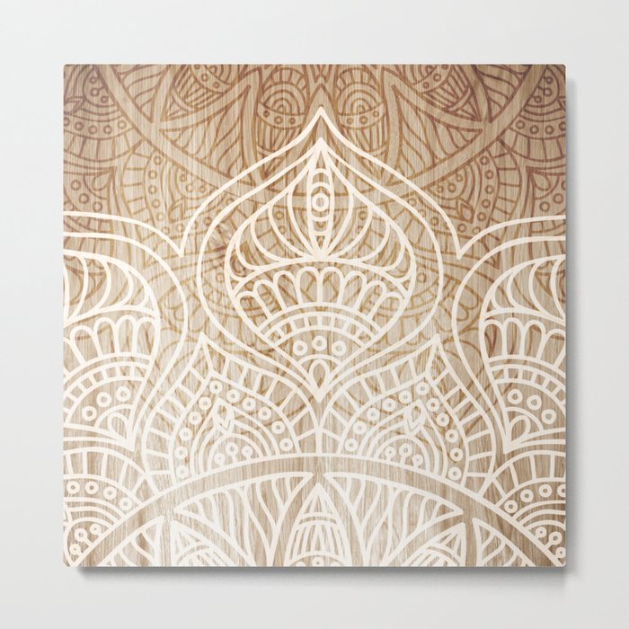 Wood + Mandala Pattern II Metal Print