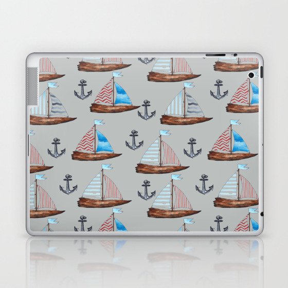 Boat Anchor Nautical Pattern Laptop & iPad Skin