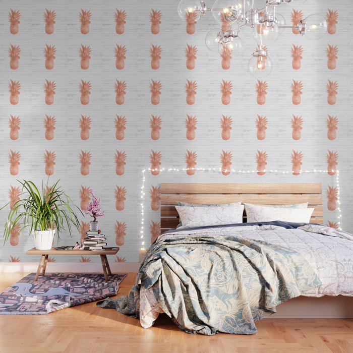 Rose Gold Pineapple On Wood Nautical Decor Wallpaper By Naturemagick Society6 We have compiled a list of the coolest rose gold bedroom items you can find on the high street. rose gold pineapple on wood nautical decor wallpaper by naturemagick