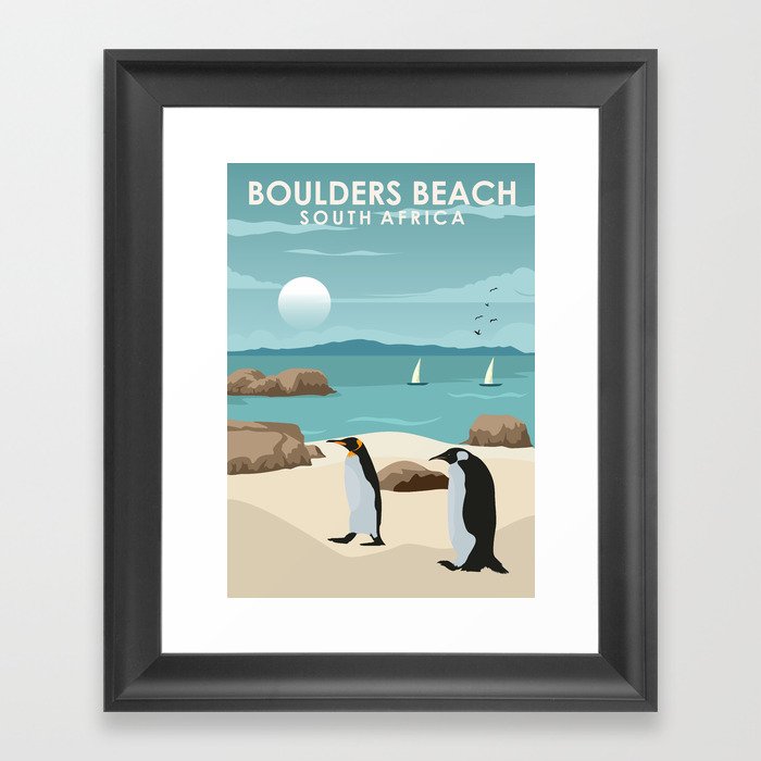 Boulders Beach South Africa Travel Poster Framed Art Print