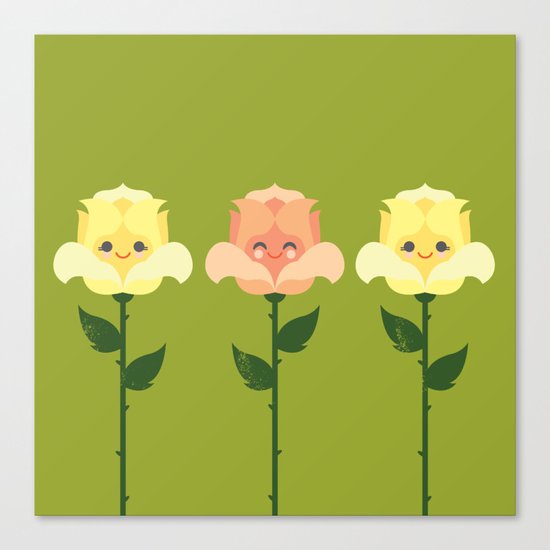 Kawaii Rose Friends Canvas Print