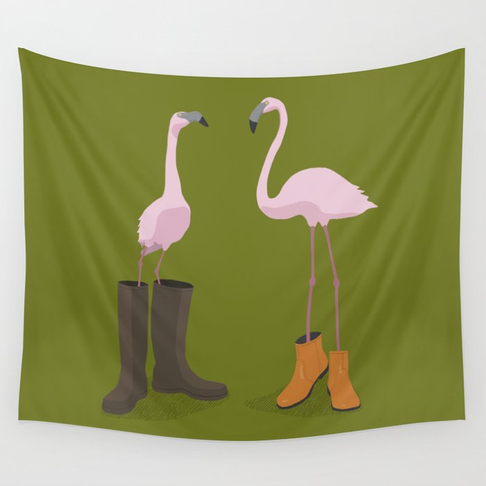Fashion Flamingos Wall Tapestry