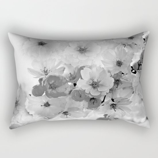 CHERRY BLOSSOMS IN BLACK AND WHITE Rectangular Pillow