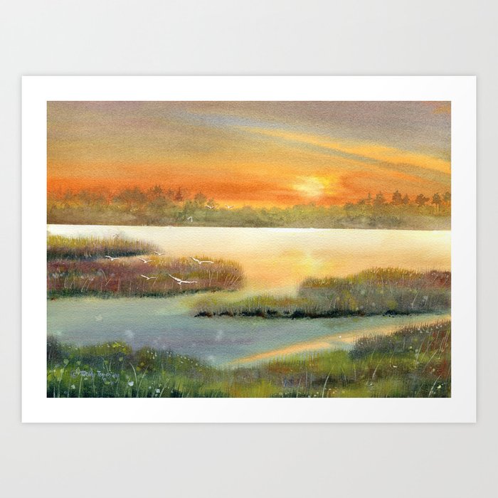 Marsh Sunset Art Print