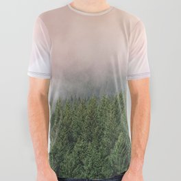 Epic PNW Forest Fog Misty Sunset All Over Graphic Tee