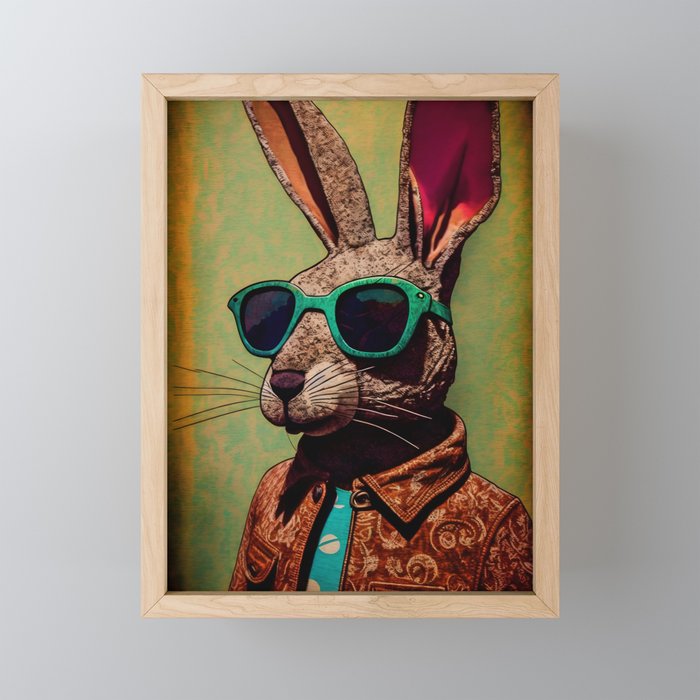 Cool Bunny With Sunglasses Framed Mini Art Print
