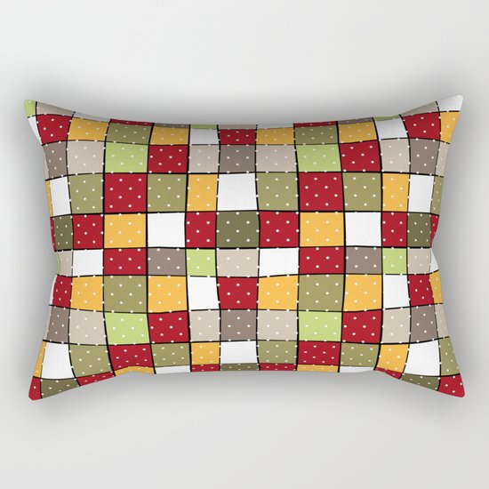 Retro . Squares with polka dots . Rectangular Pillow