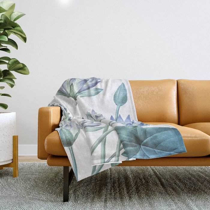 Water Lily Blue Throw Blanket