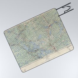 1933 Vintage Map of Muskoka and Parry Sound Region Picnic Blanket