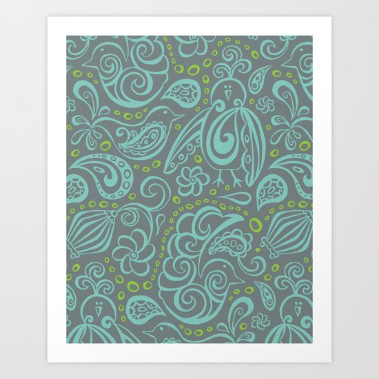 Festooned Feathered Friends Art Print