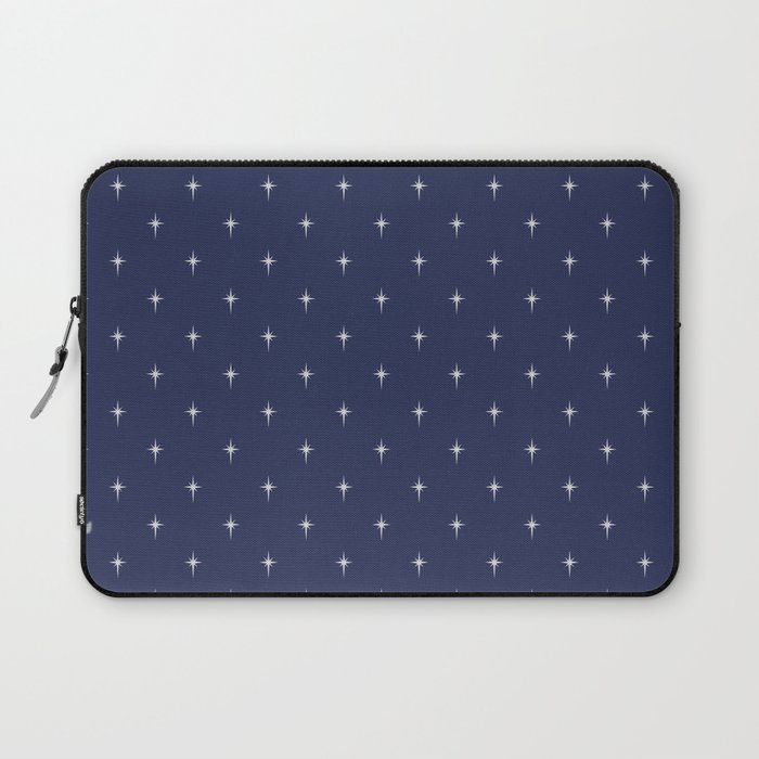 Small Christmas Faux Silver Foil Star in Midnight Blue Laptop Sleeve