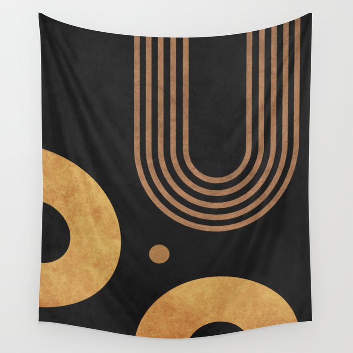 Transitions - Black 03 - Minimal Geometric Abstract Wall Tapestry