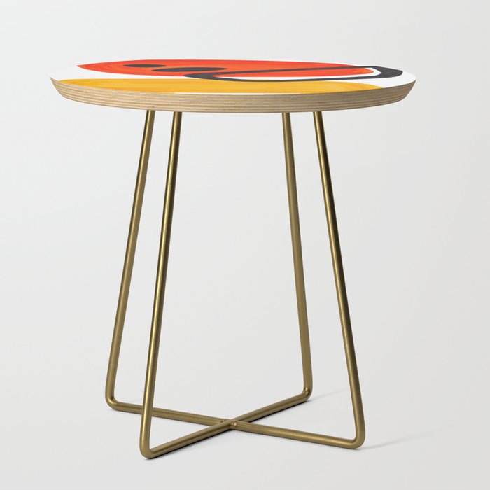Midcentury Modern Colorful Abstract Pop Art Space Age Fun Bright Orange Yellow Colors Minimalist Side Table