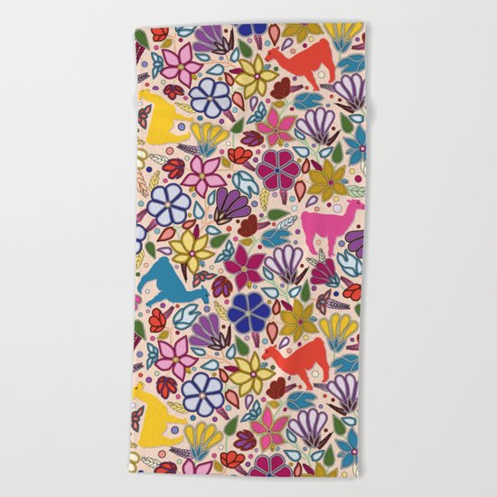 Peruvian Llamas Beach Towel