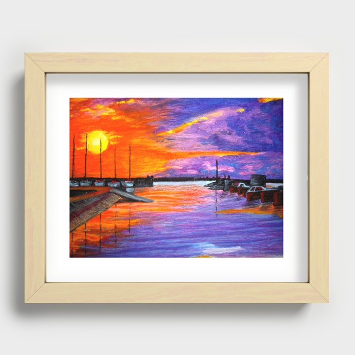 Sunset Harbor Recessed Framed Print
