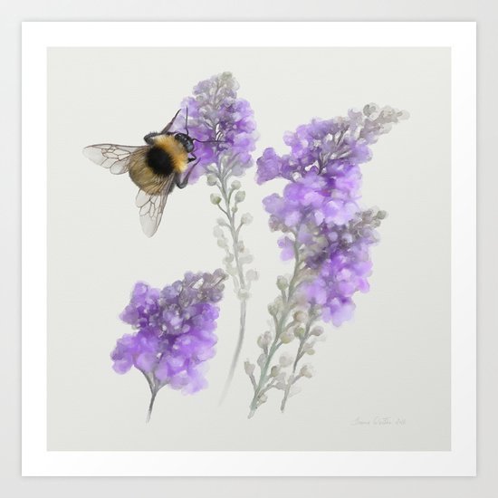 Watercolor Bumble Bee Art Print