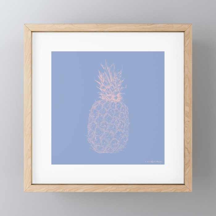 Piña Colada Forever | Pineapple Illustration in Serenity&Millennial Pink | L'ananas Framed Mini Art Print