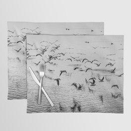 Seagulls in motion, black and white fine art image Placemat