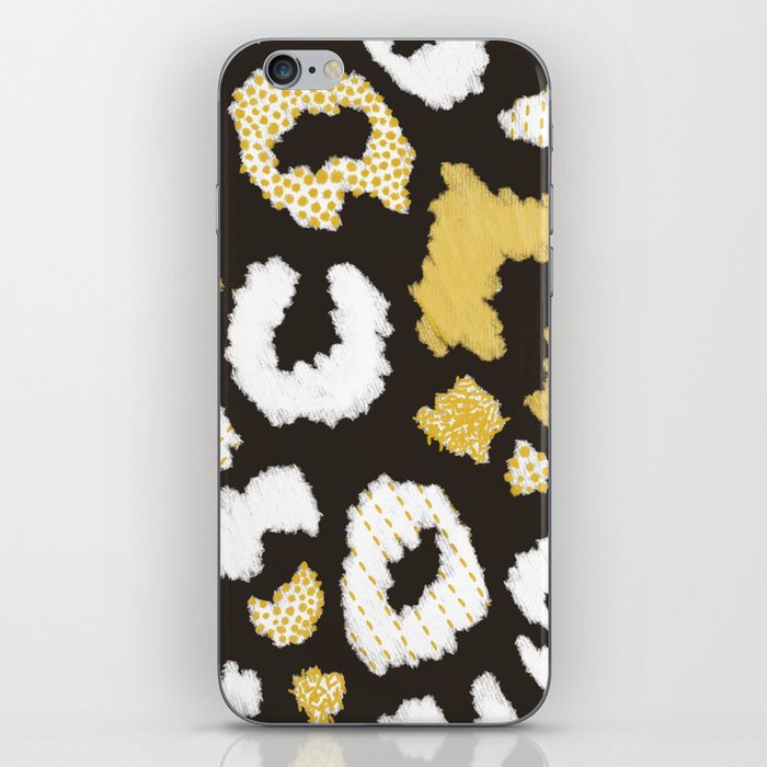 Black, White & Yellow Embroidered Cheetah iPhone Skin
