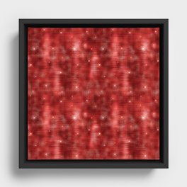 Glam Red Diamond Shimmer Glitter Framed Canvas