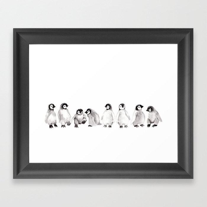 Emperor Penguin Chick Line Framed Art Print