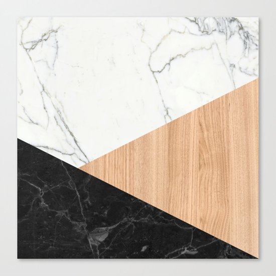 Marble and Wood Abstract Canvas Print