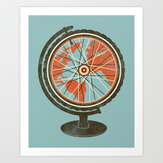 Cycling Around The World Art Print