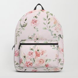 Rose Blush Watercolor Flower Pattern Backpack