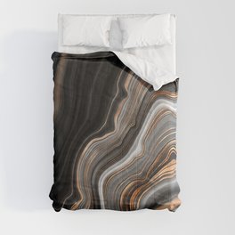 Elegant black marble with gold and copper veins Comforter