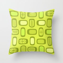 Midcentury MCM Rounded Rectangles Chartreuse Throw Pillow