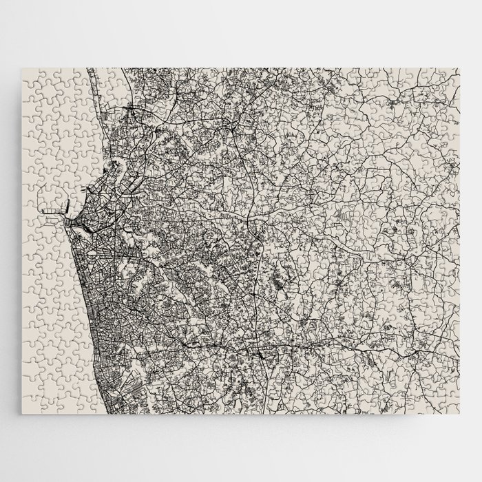 Colombo, Sri Lanka - Black and White City Map Collage Jigsaw Puzzle