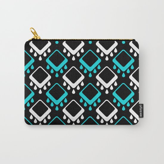 An abstract geometric pattern . Decoration white and turquoise on a black background . Carry-All Pouch